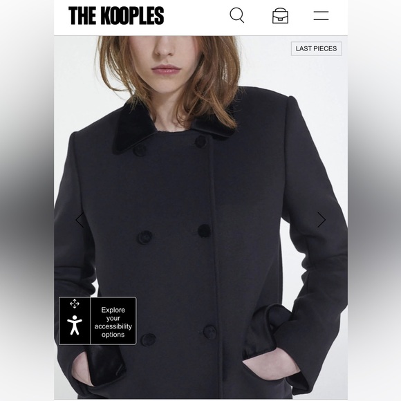NWT The Kooples Cashmere and Wool Velvet Button double breasted Jacket Coat - Picture 9 of 17